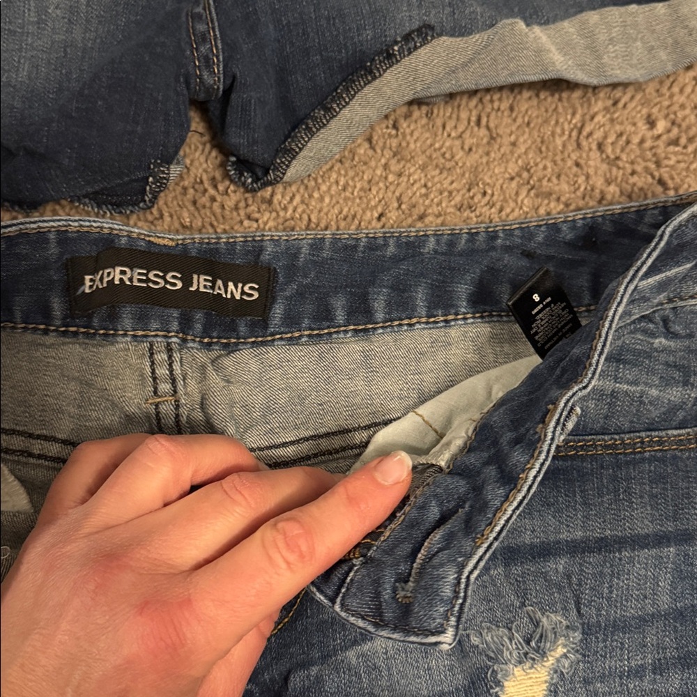 2 pairs of Express Distressed Jean Shorts - Dark Blue - Picture 3 of 4